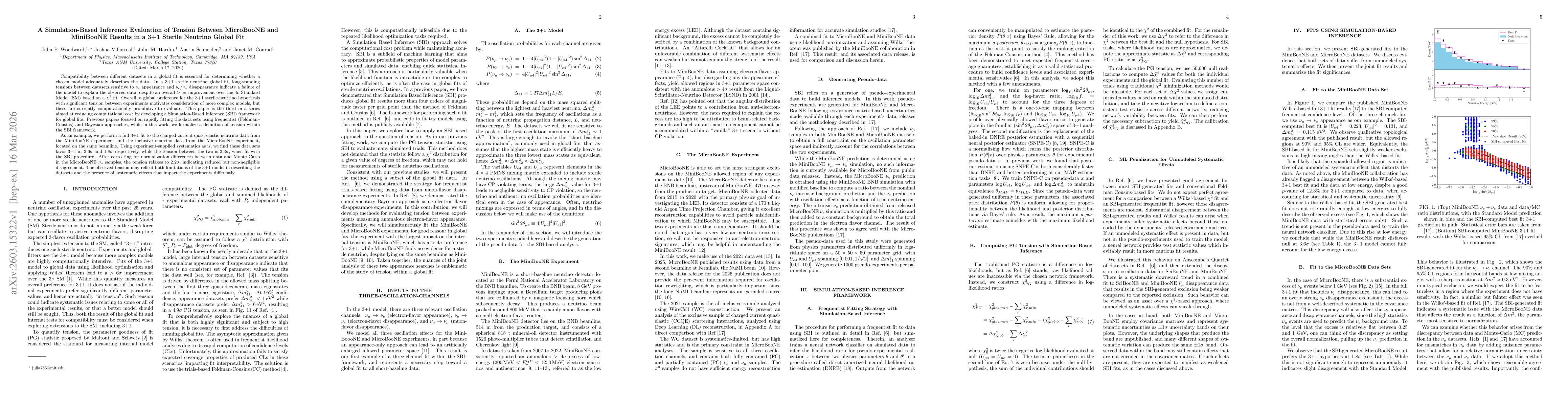 Thumbnail for A Simulation-Based Inference Evaluation of Tension Between MicroBooNE and MiniBooNE Results in a 3+1 Sterile Neutrino Global Fit