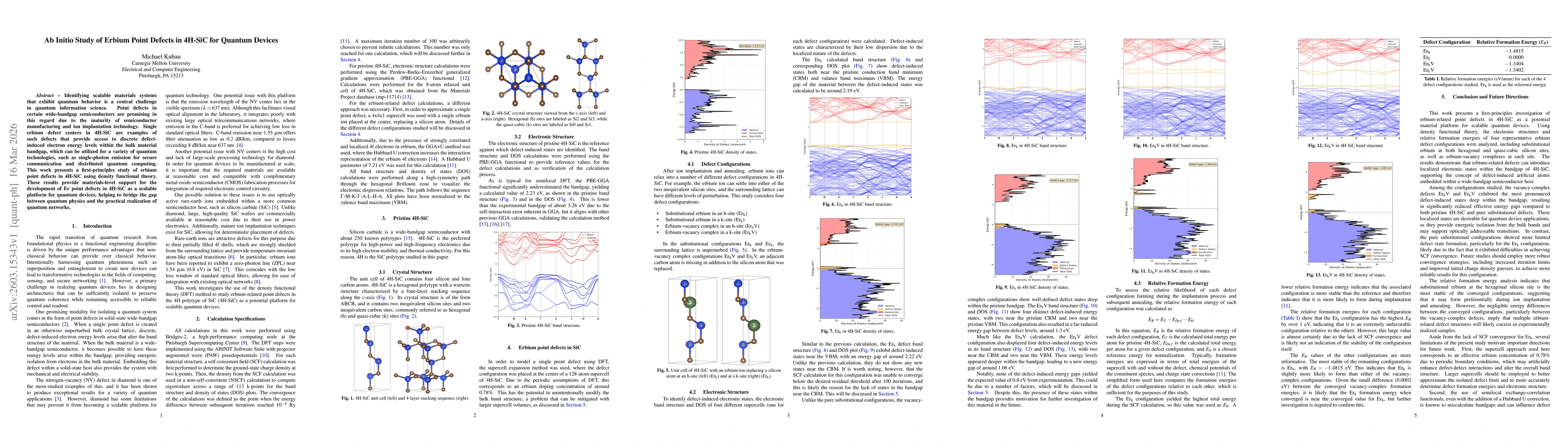 Thumbnail for Ab Initio Study of Erbium Point Defects in 4H-SiC for Quantum Devices