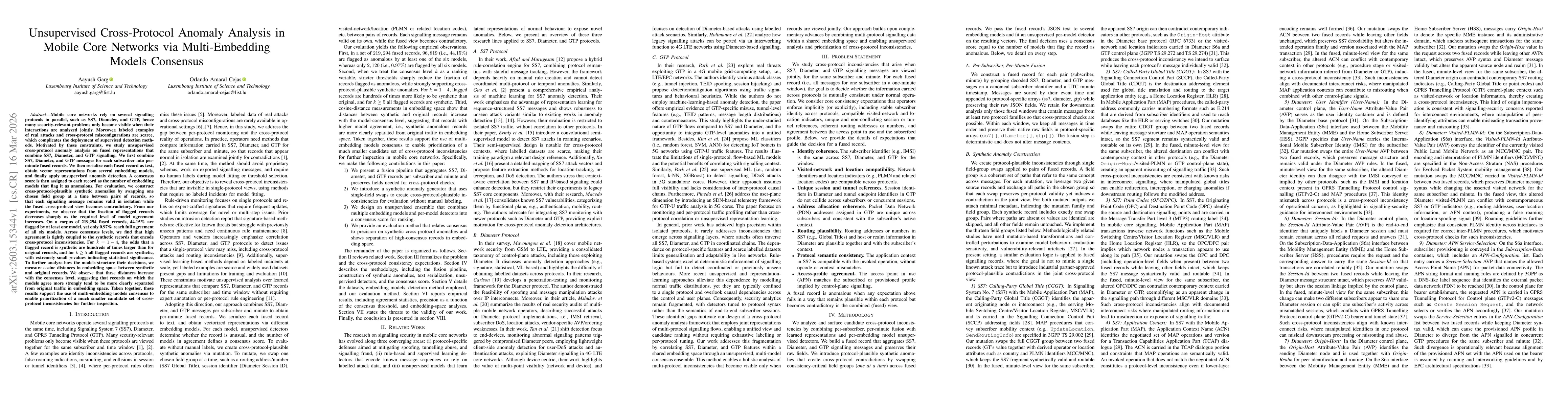 Thumbnail for Unsupervised Cross-Protocol Anomaly Analysis in Mobile Core Networks via Multi-Embedding Models Consensus