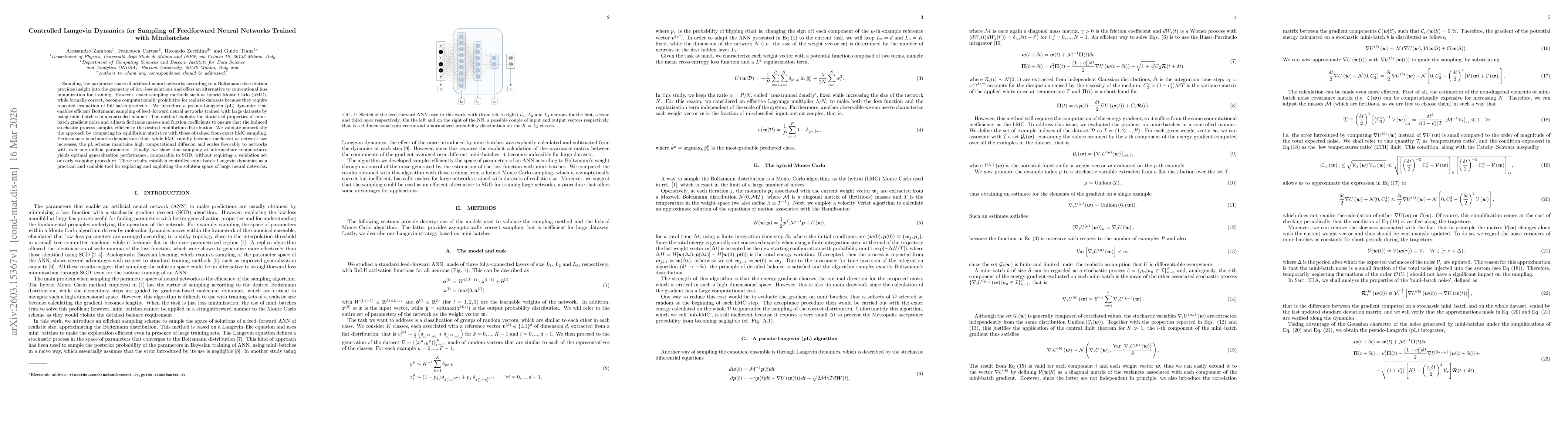 Thumbnail for Controlled Langevin Dynamics for Sampling of Feedforward Neural Networks Trained with Minibatches