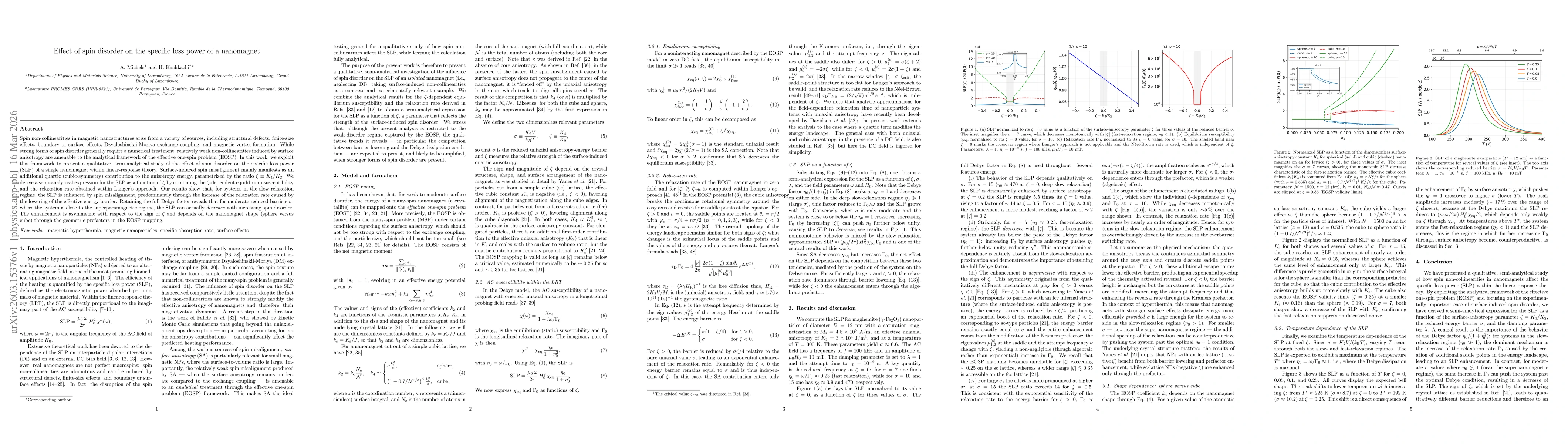 Thumbnail for Effect of spin disorder on the specific loss power of a nanomagnet
