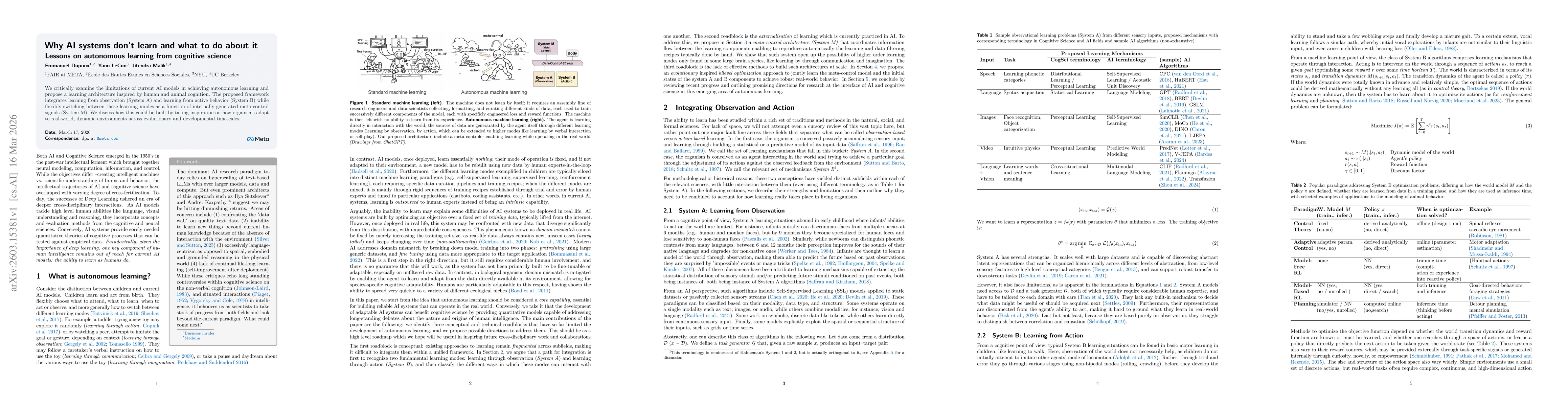 Thumbnail for Why AI systems don't learn and what to do about it: Lessons on autonomous learning from cognitive science