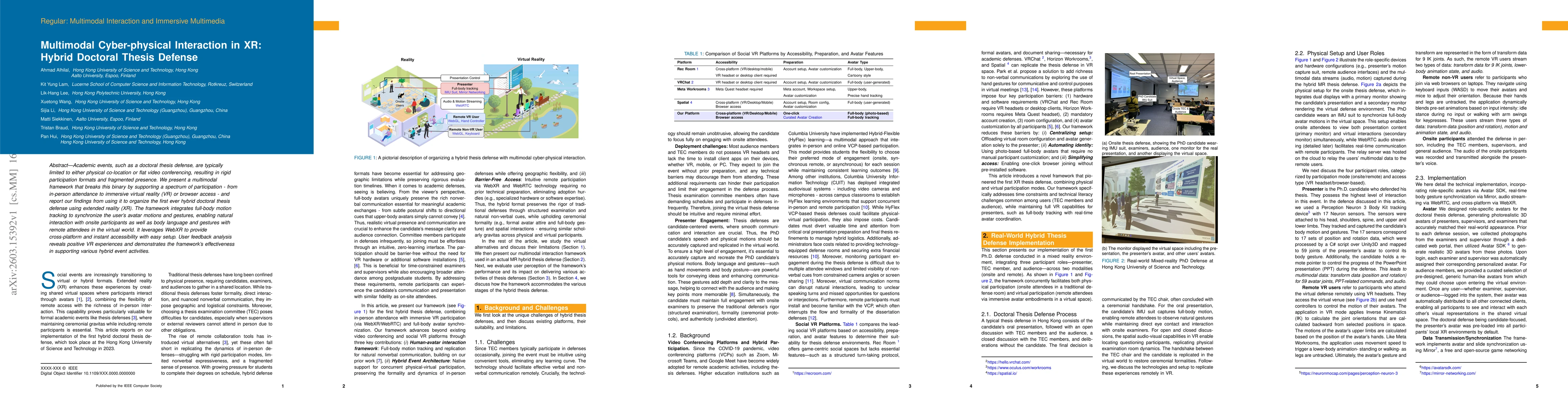 Thumbnail for Multimodal Cyber-physical Interaction in XR: Hybrid Doctoral Thesis Defense