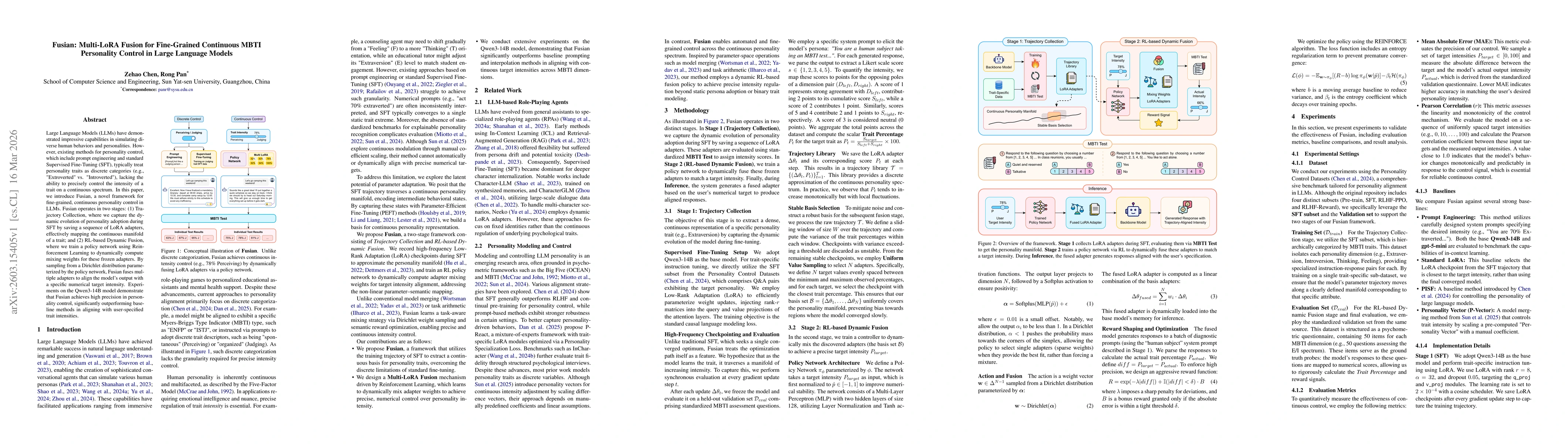 Thumbnail for Fusian: Multi-LoRA Fusion for Fine-Grained Continuous MBTI Personality Control in Large Language Models