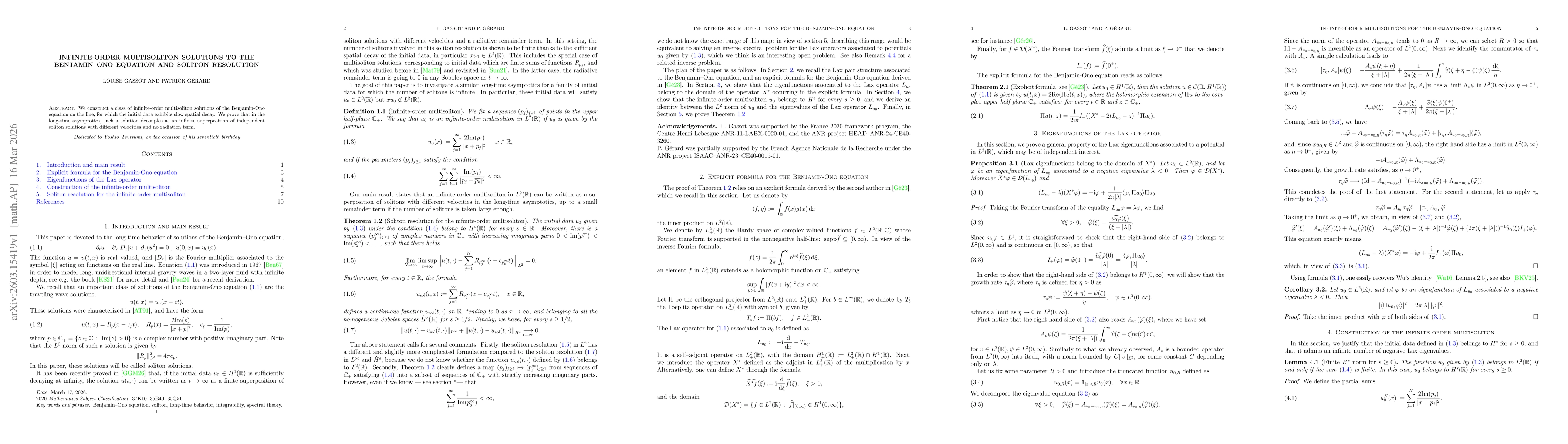 Thumbnail for Infinite-order multisoliton solutions to the Benjamin--Ono equation and soliton resolution