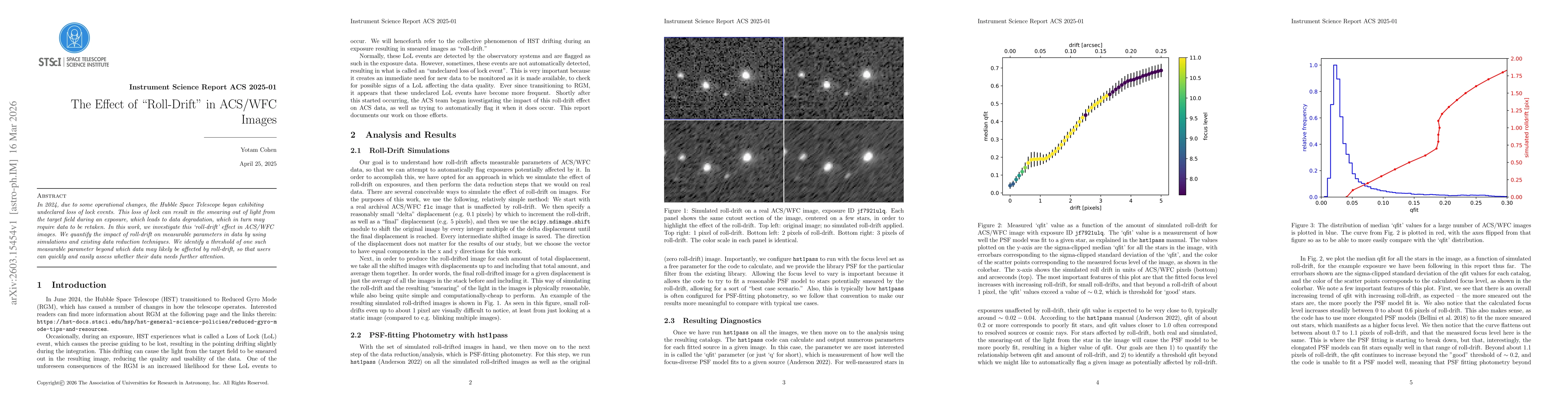 Thumbnail for The Effect of "Roll-Drift" in ACS/WFC Images