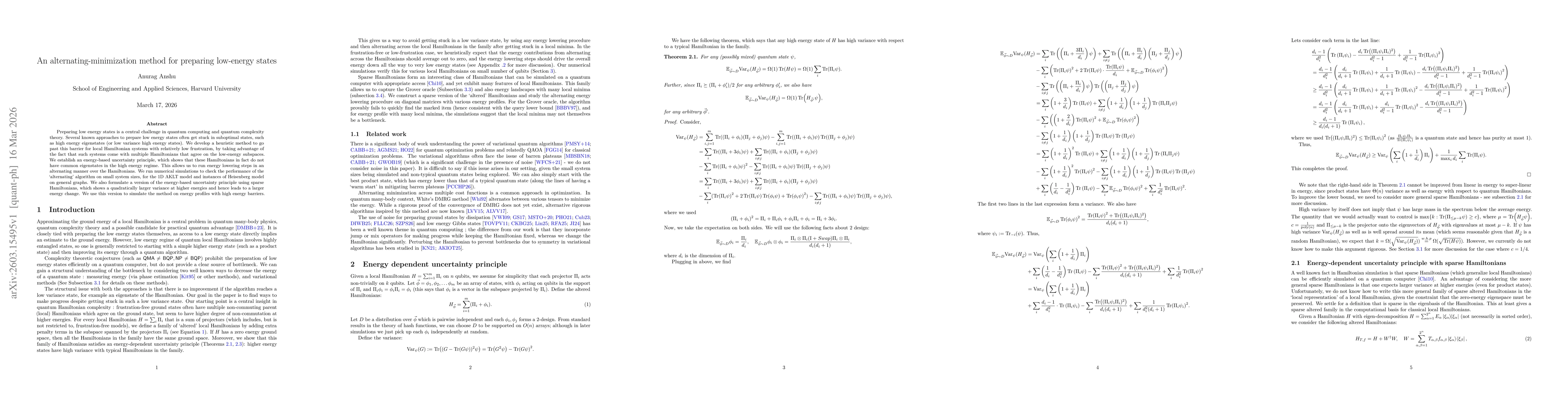 Thumbnail for An alternating-minimization method for preparing low-energy states