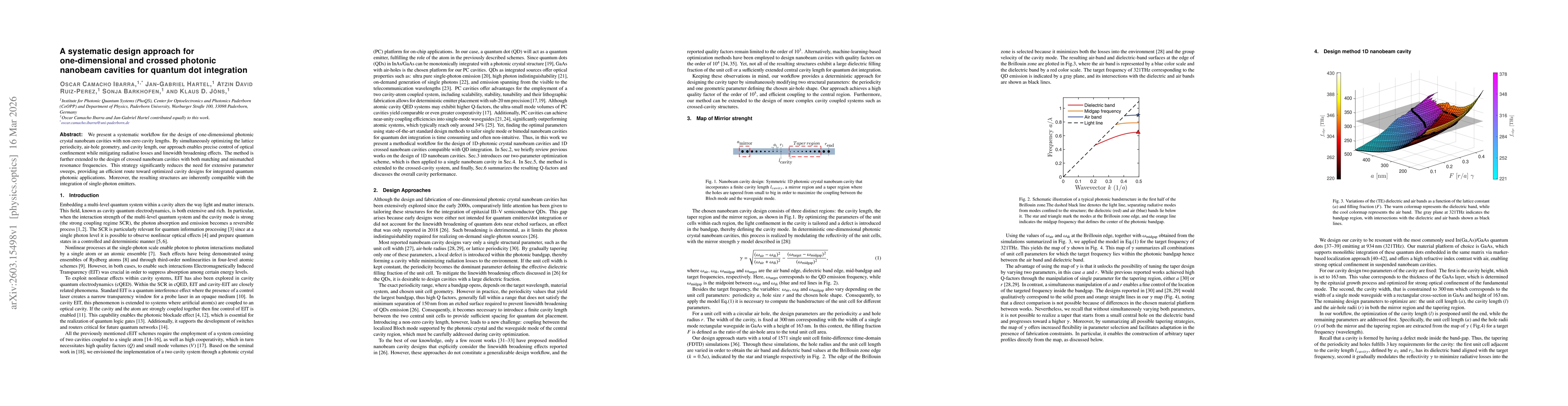 Thumbnail for A systematic design approach for one-dimensional and crossed photonic nanobeam cavities for quantum dot integration
