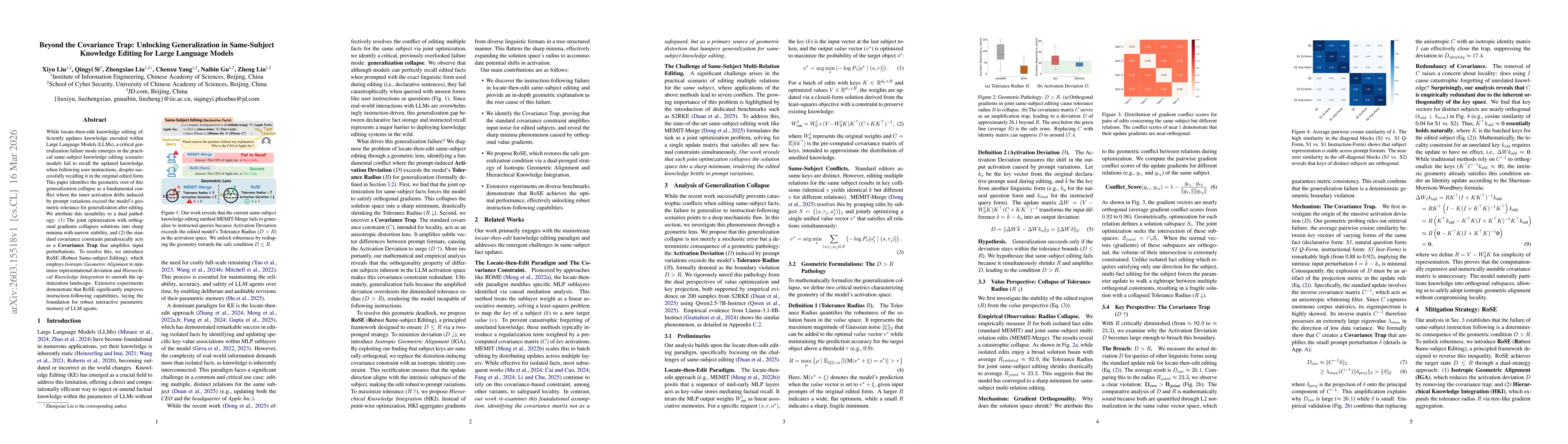 Thumbnail for Beyond the Covariance Trap: Unlocking Generalization in Same-Subject Knowledge Editing for Large Language Models