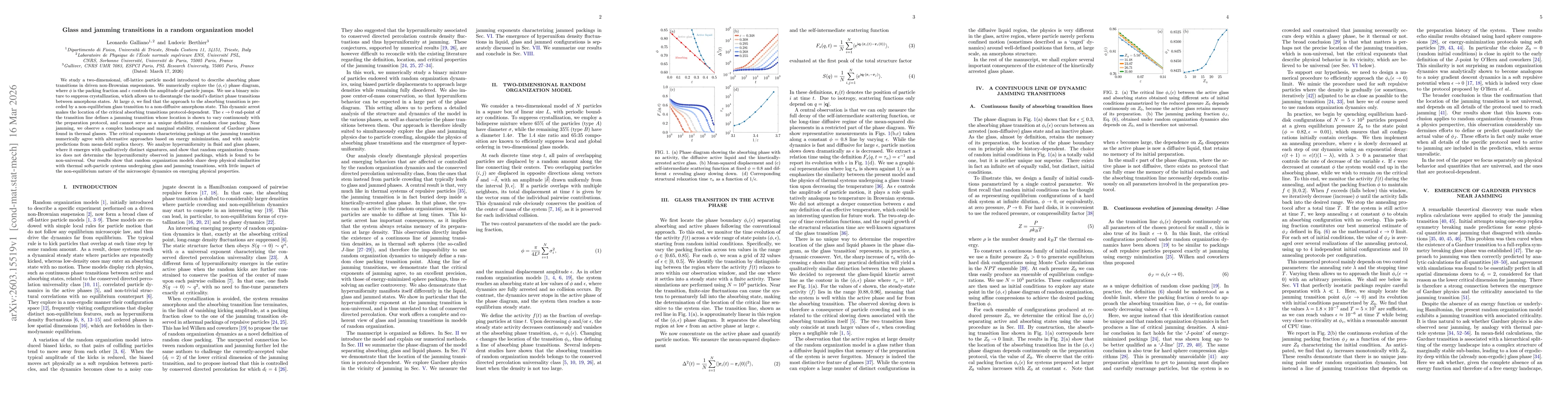 Thumbnail for Glass and jamming transitions in a random organization model