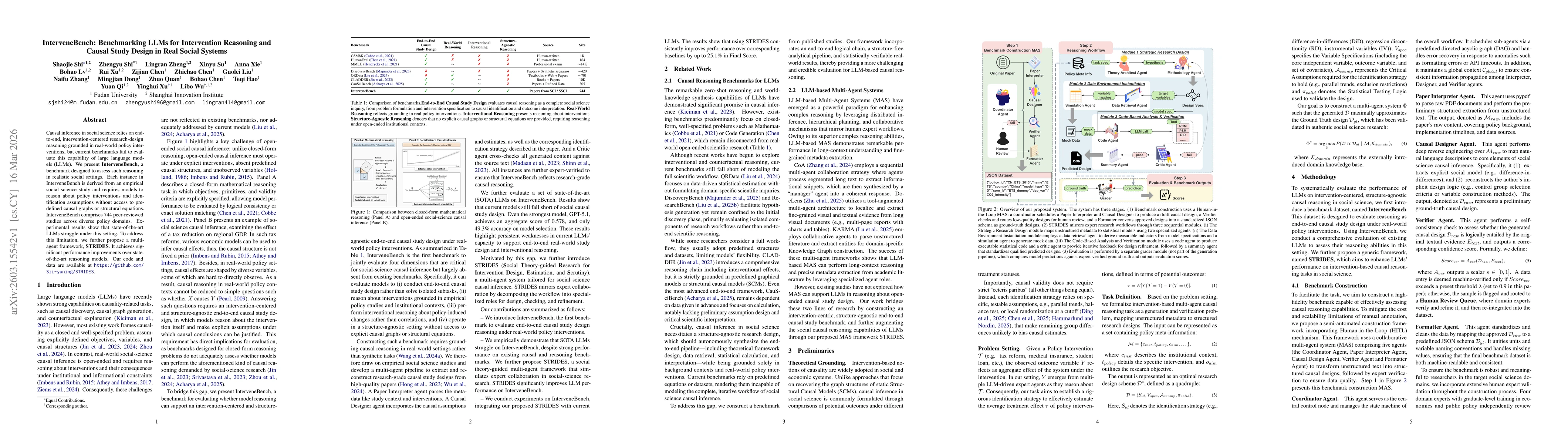 Thumbnail for InterveneBench: Benchmarking LLMs for Intervention Reasoning and Causal Study Design in Real Social Systems
