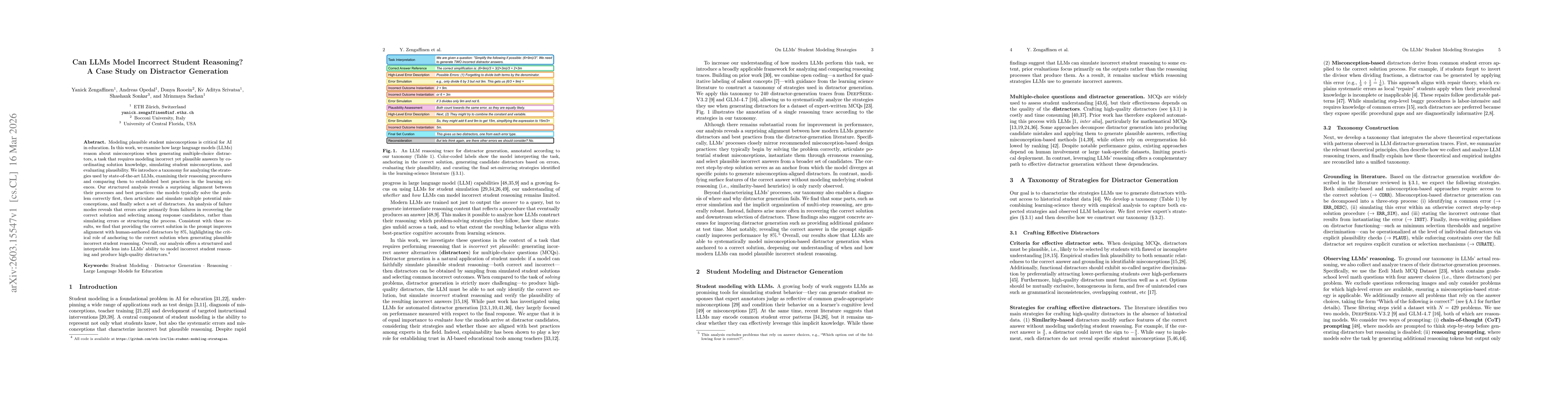 Thumbnail for Can LLMs Model Incorrect Student Reasoning? A Case Study on Distractor Generation