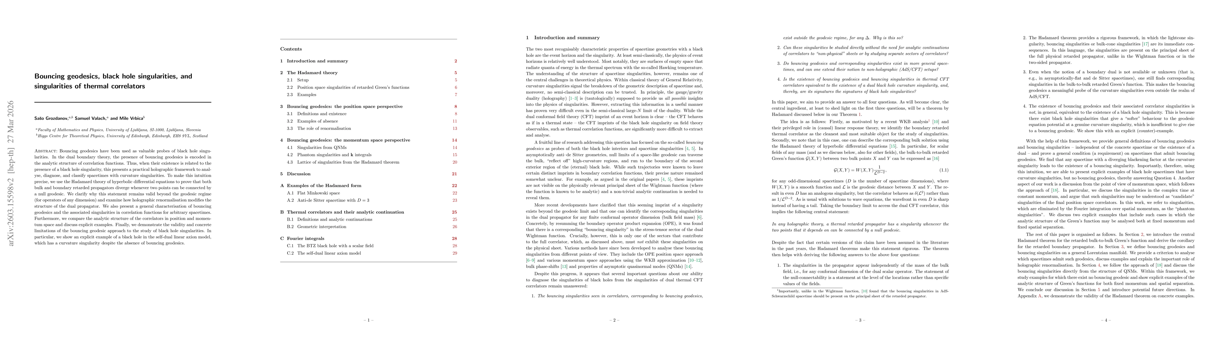 Thumbnail for Bouncing geodesics, black hole singularities, and singularities of thermal correlators