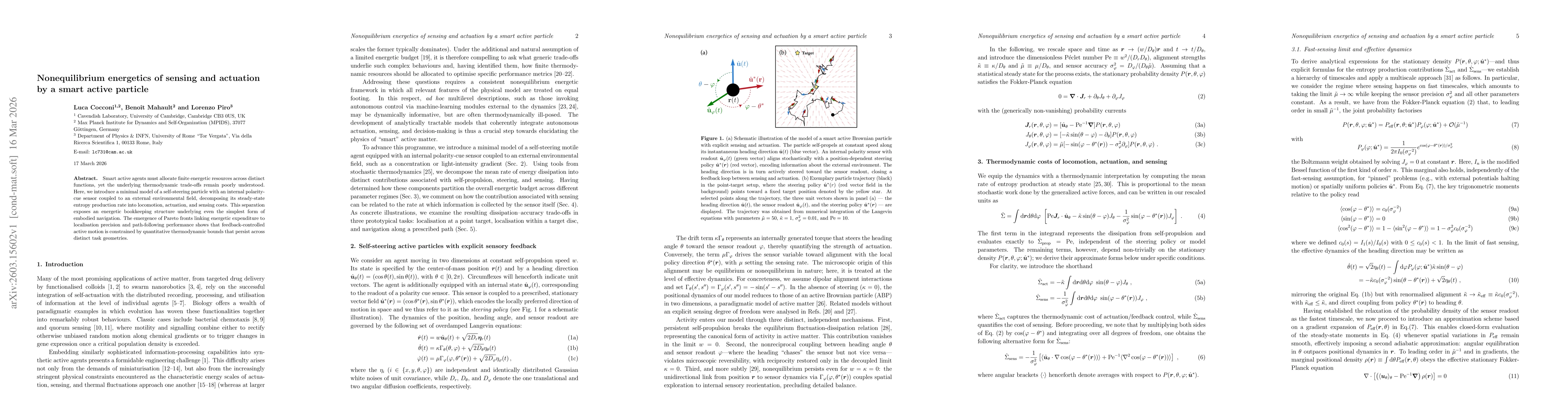 Thumbnail for Nonequilibrium energetics of sensing and actuation by a smart active particle