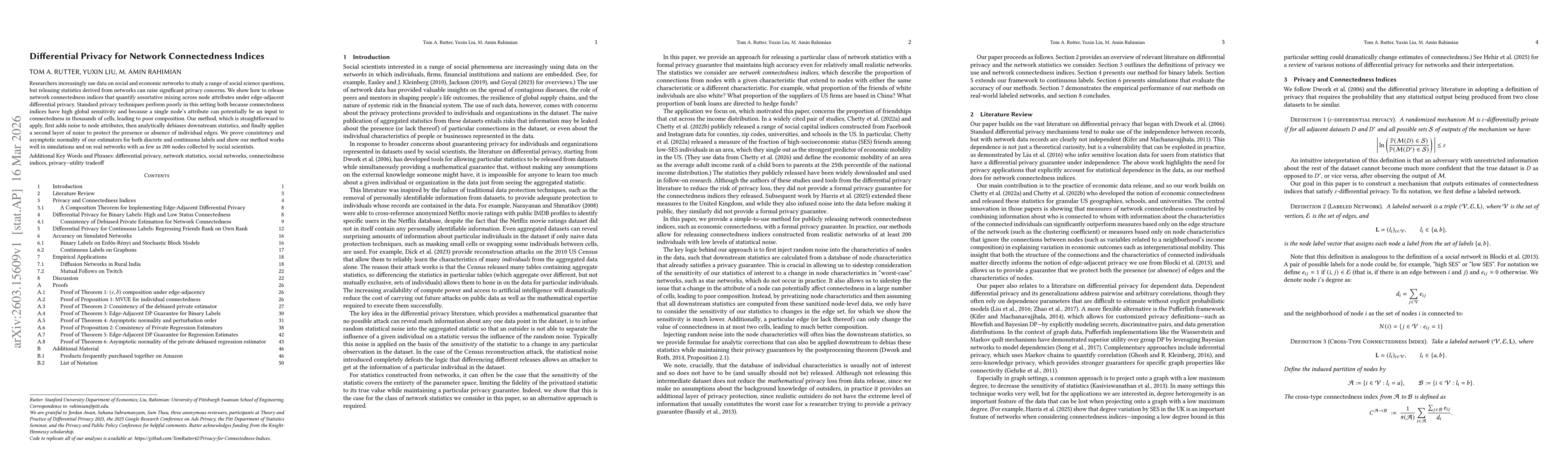 Thumbnail for Differential Privacy for Network Connectedness Indices
