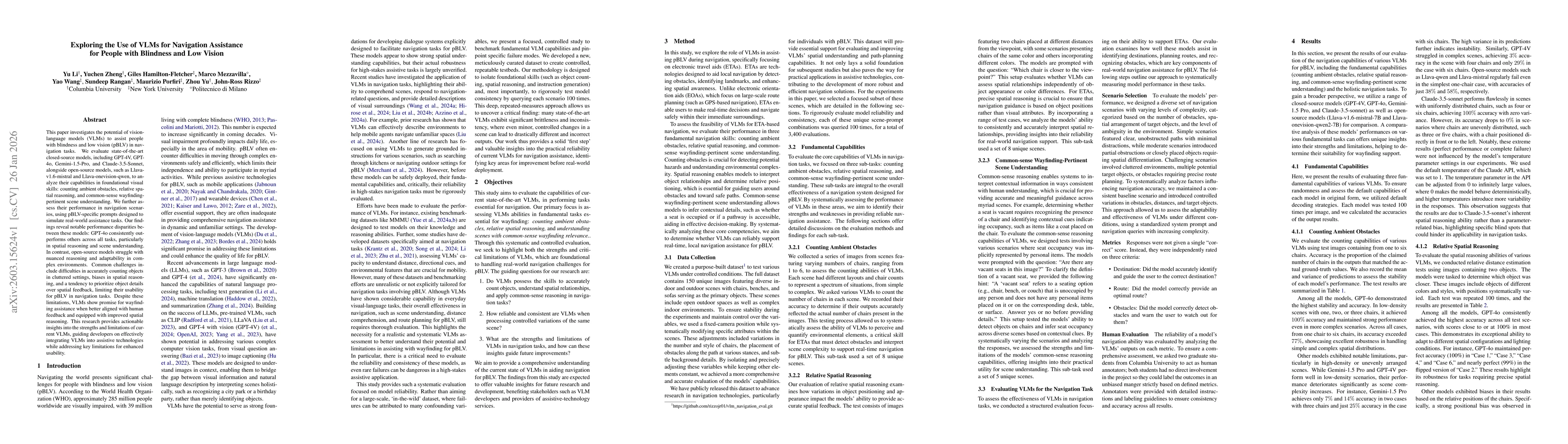Thumbnail for Exploring the Use of VLMs for Navigation Assistance for People with Blindness and Low Vision