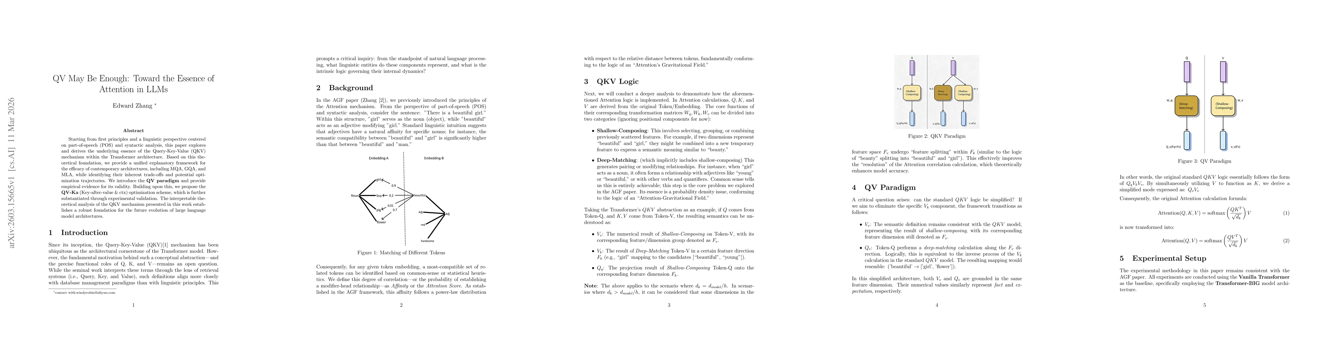 Thumbnail for QV May Be Enough: Toward the Essence of Attention in LLMs
