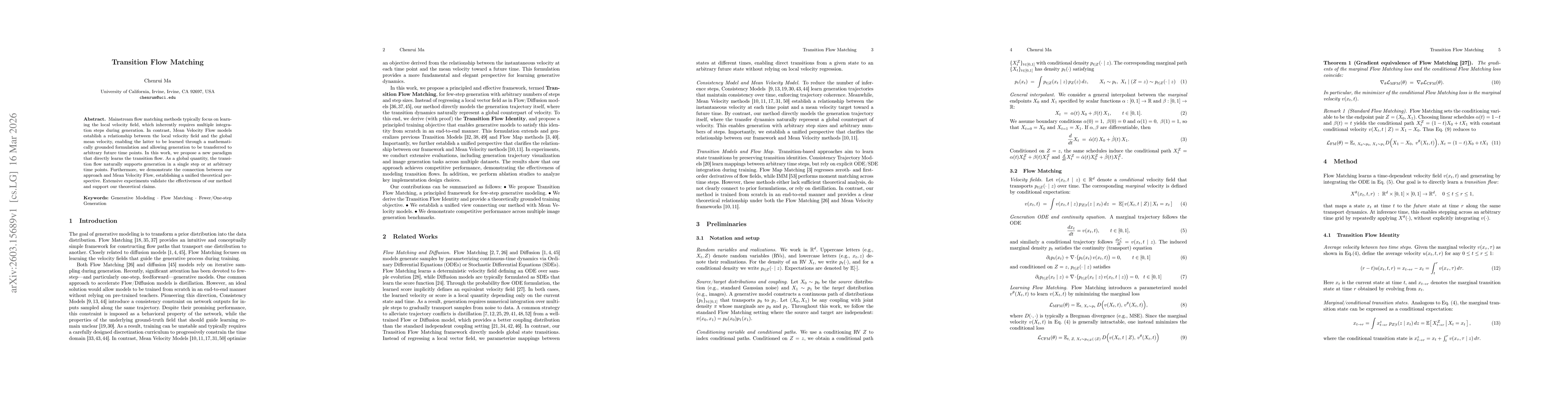 Thumbnail for Transition Flow Matching