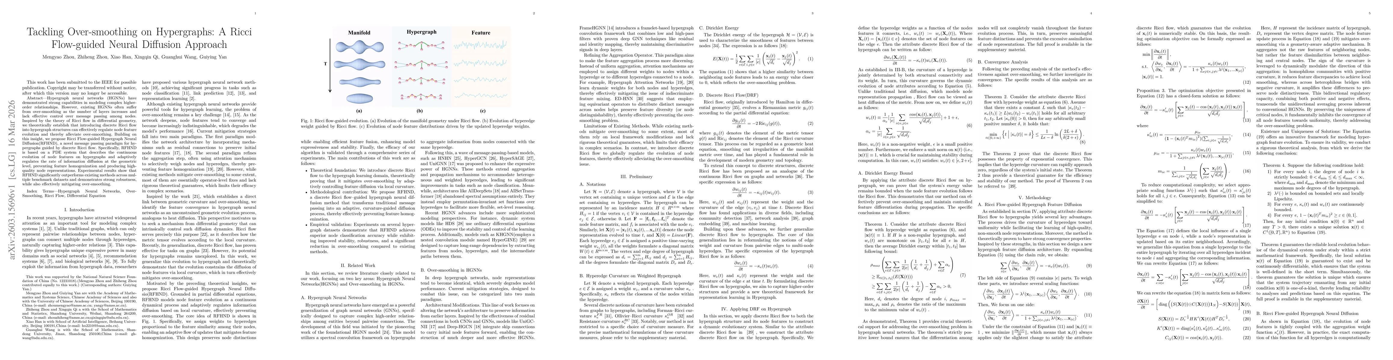 Thumbnail for Tackling Over-smoothing on Hypergraphs: A Ricci Flow-guided Neural Diffusion Approach