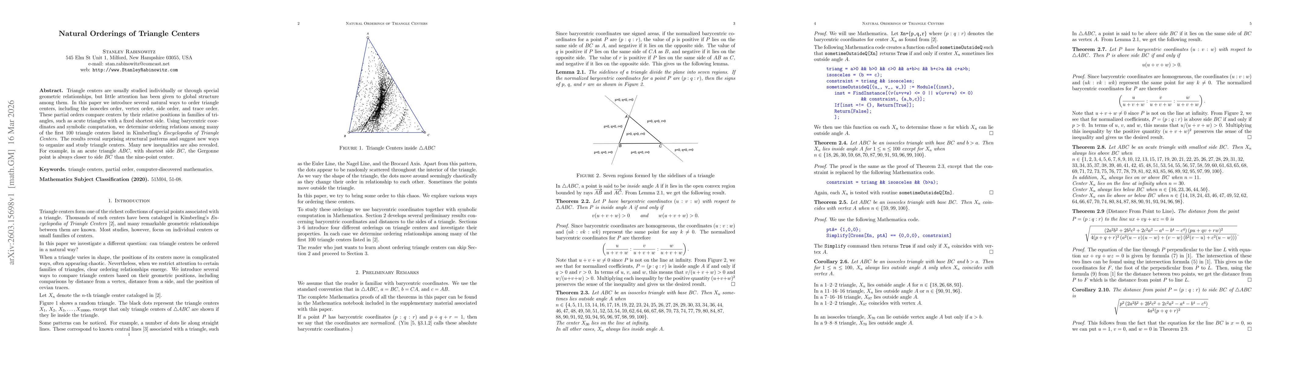 Thumbnail for Natural Orderings of Triangle Centers