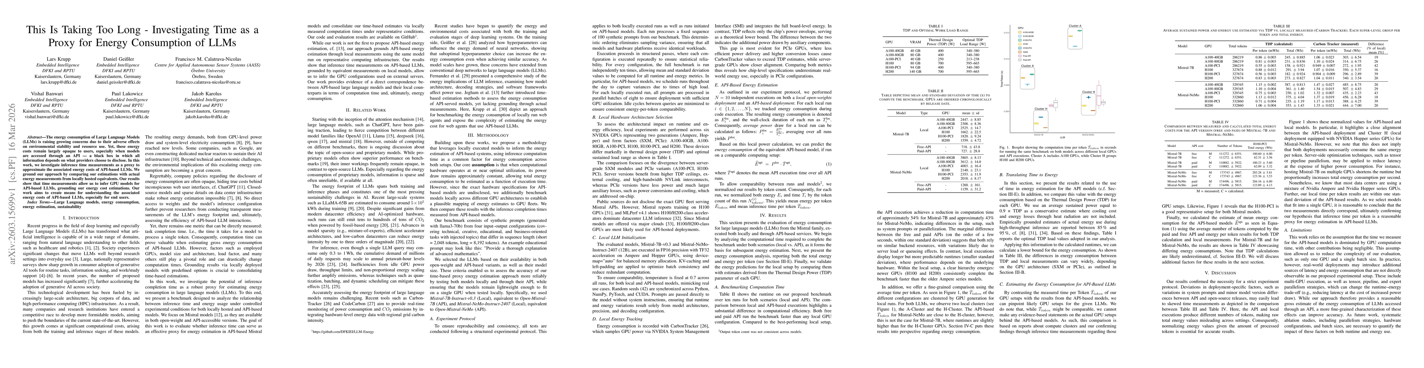 Thumbnail for This Is Taking Too Long -- Investigating Time as a Proxy for Energy Consumption of LLMs
