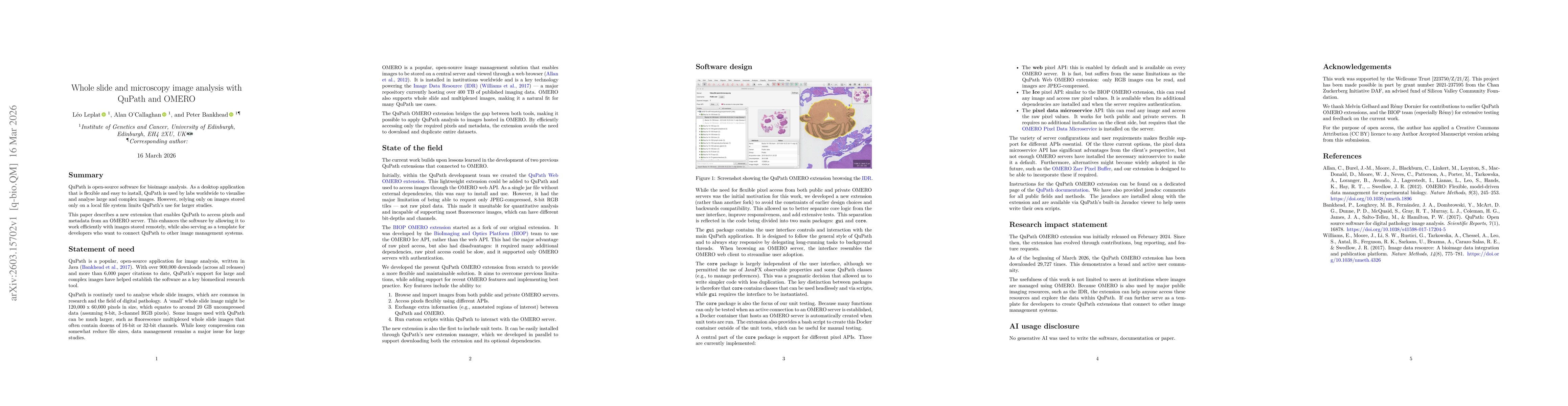 Thumbnail for Whole slide and microscopy image analysis with QuPath and OMERO