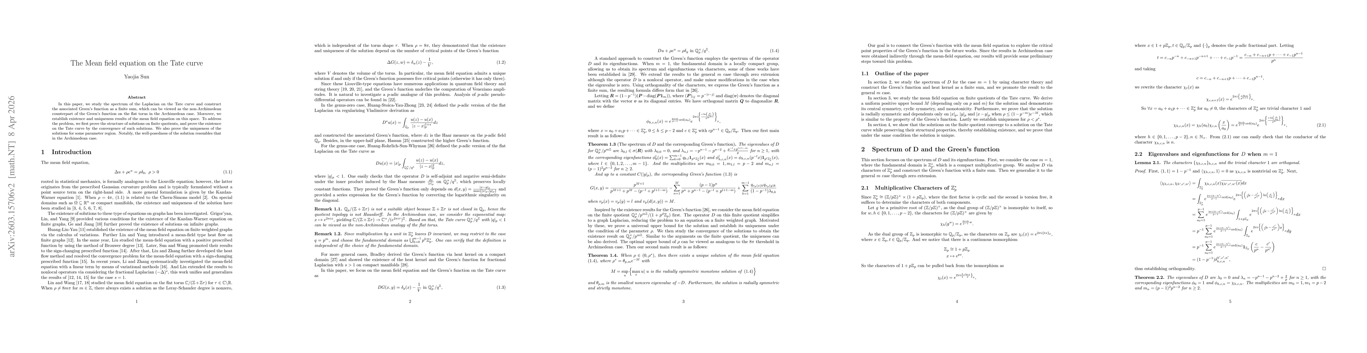 Thumbnail for Mean field equation and Green's function on the Tate curve