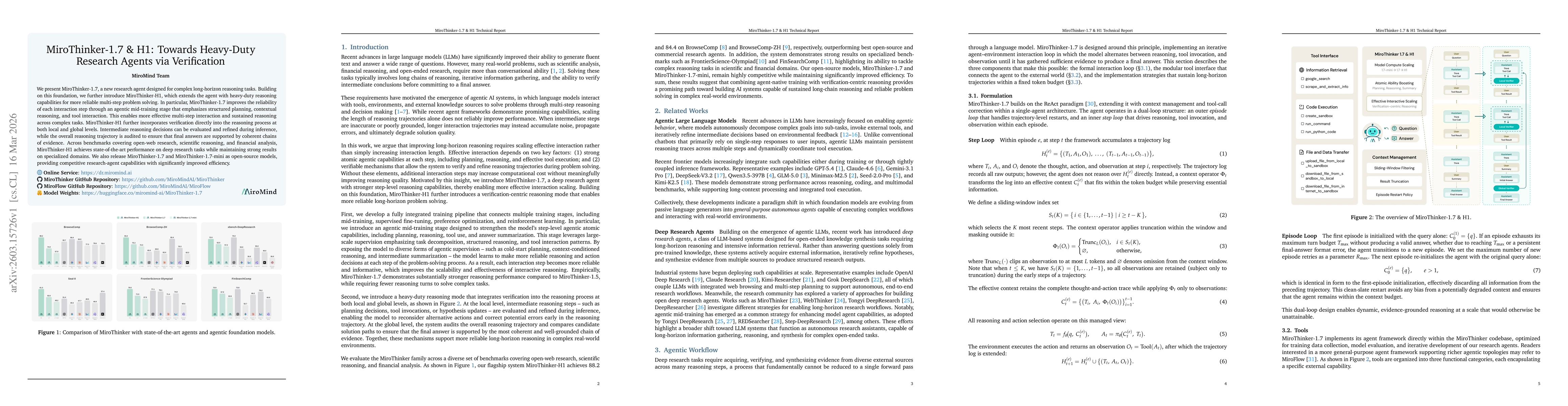 Thumbnail for MiroThinker-1.7 & H1: Towards Heavy-Duty Research Agents via Verification