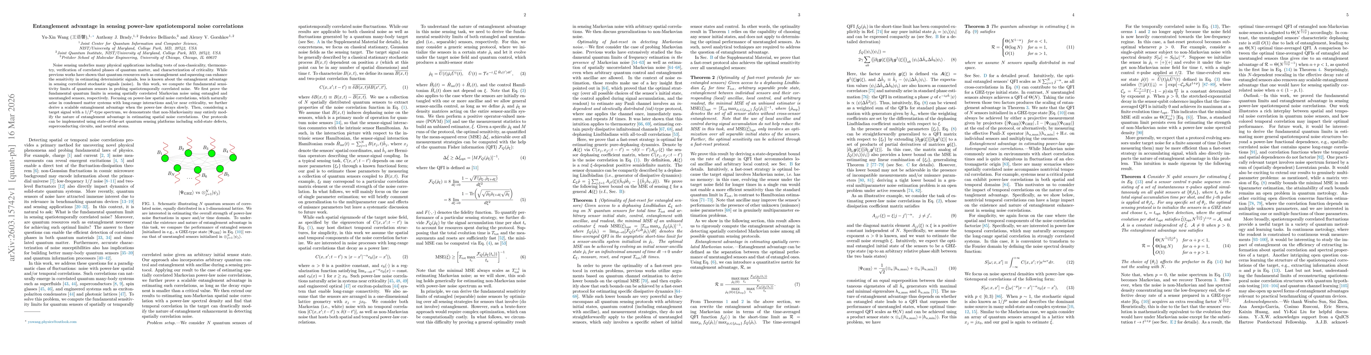 Thumbnail for Entanglement advantage in sensing power-law spatiotemporal noise correlations