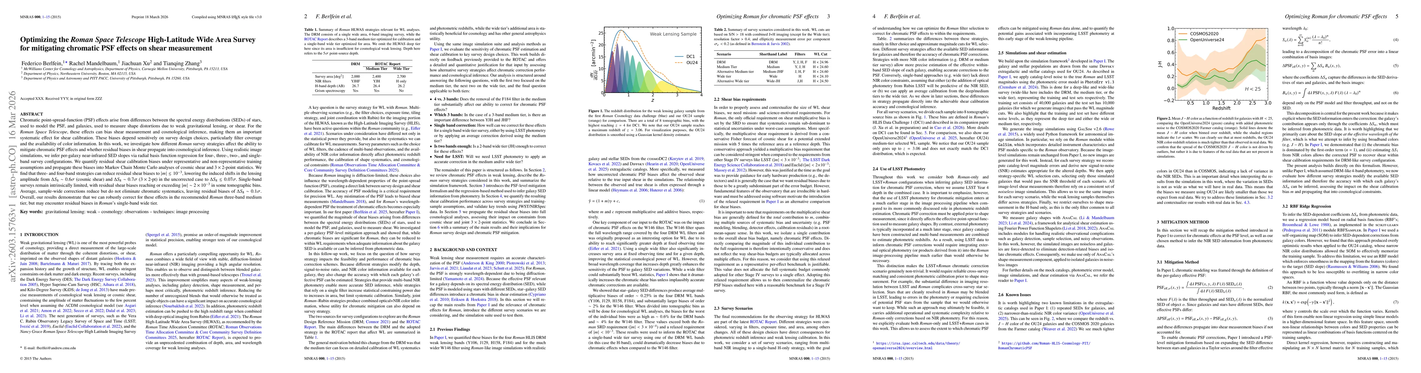 Thumbnail for Optimizing the Roman Space Telescope High-Latitude Wide Area Survey for mitigating chromatic PSF effects on shear measurement