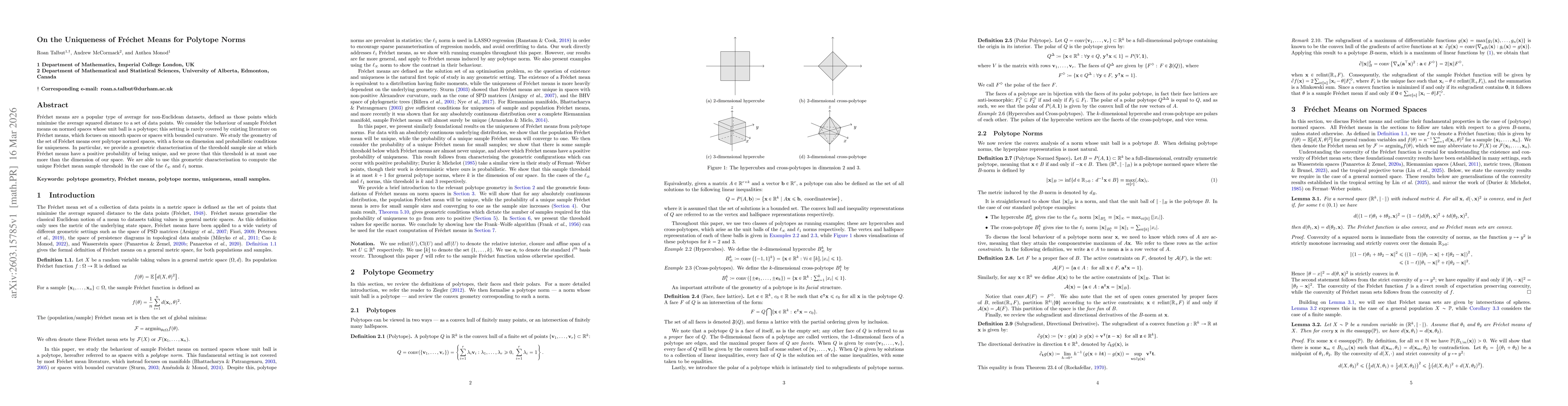 Thumbnail for On the Uniqueness of Fréchet Means for Polytope Norms