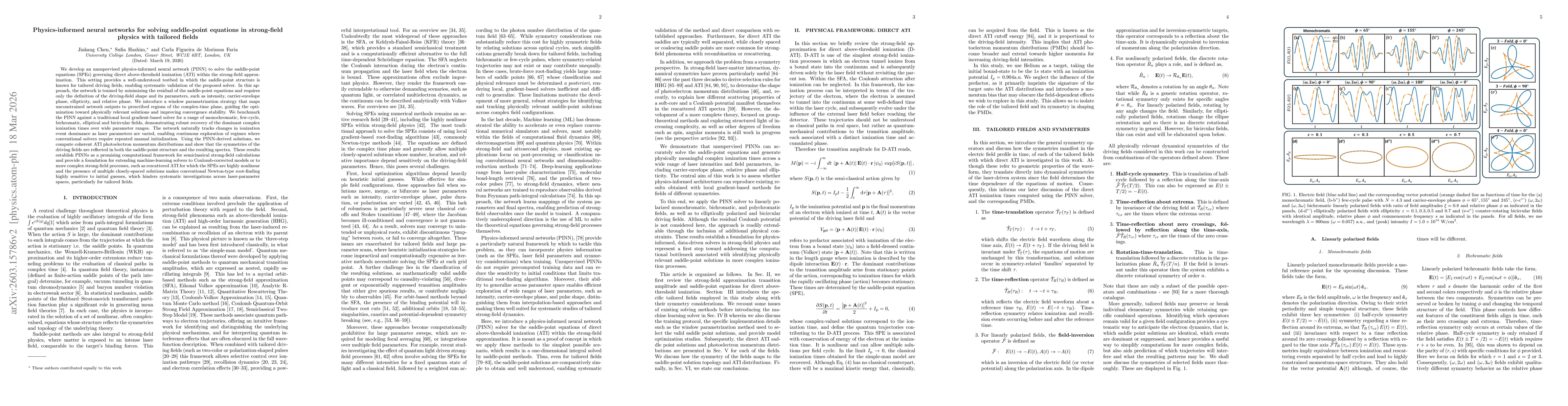 Thumbnail for Physics-informed neural networks for solving strong-field saddle-point equations in strong-field physics with tailored fields