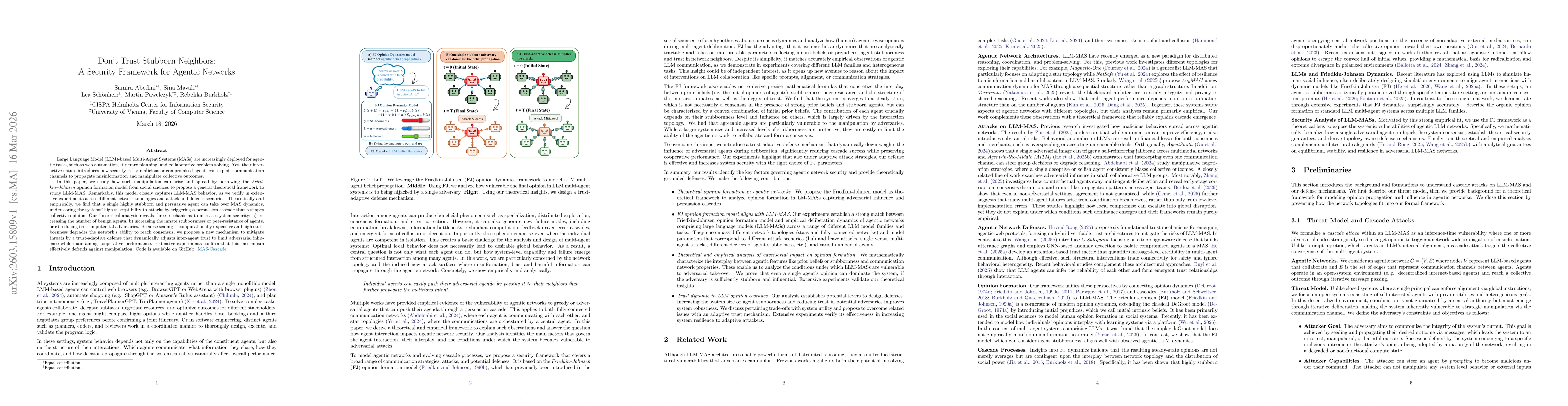 Thumbnail for Don't Trust Stubborn Neighbors: A Security Framework for Agentic Networks