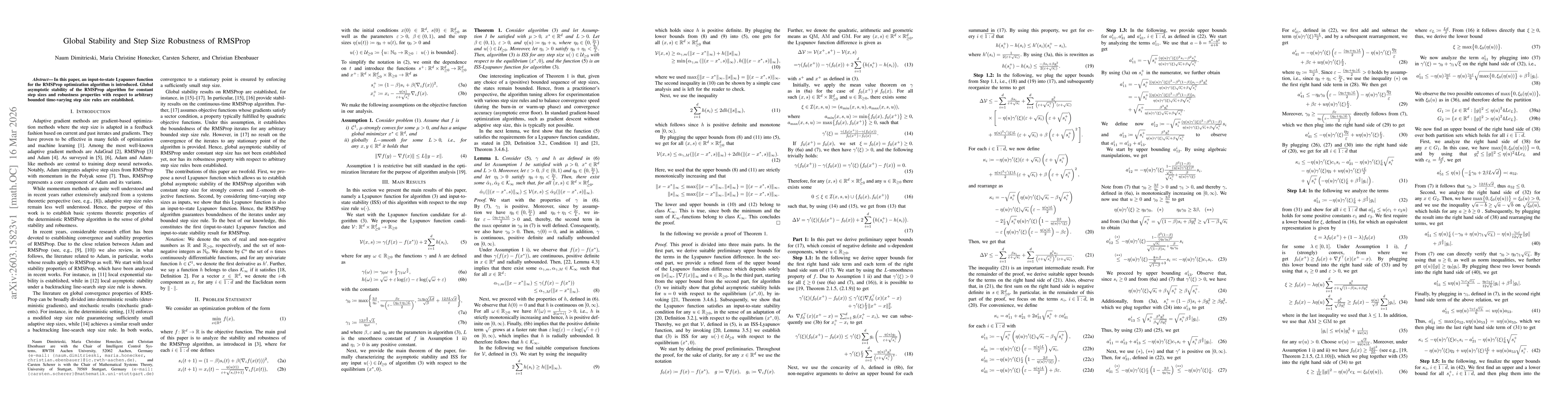 Thumbnail for Global Stability and Step Size Robustness of RMSProp