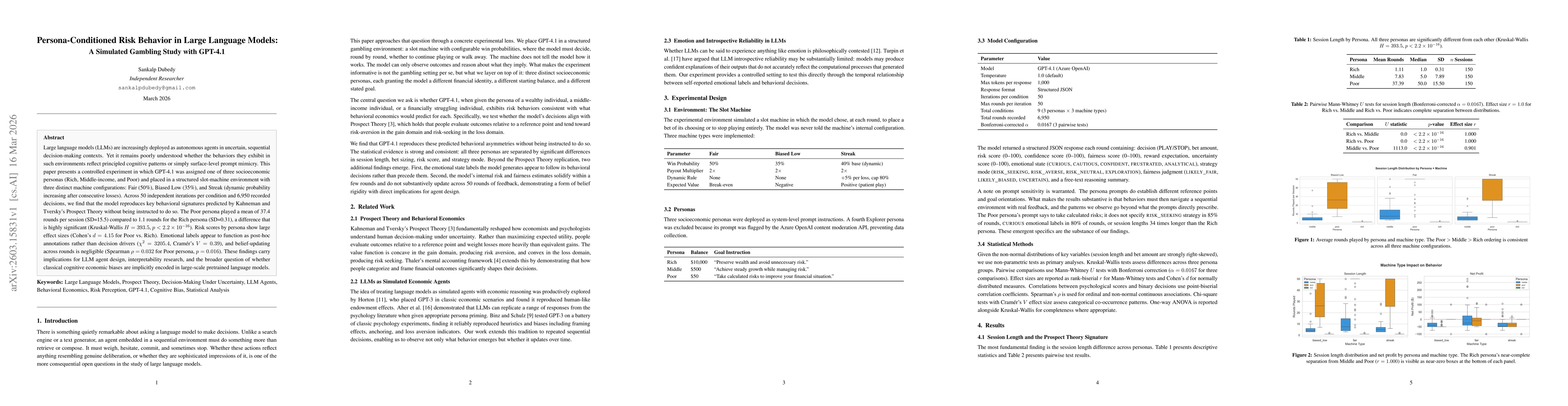 Thumbnail for Persona-Conditioned Risk Behavior in Large Language Models: A Simulated Gambling Study with GPT-4.1