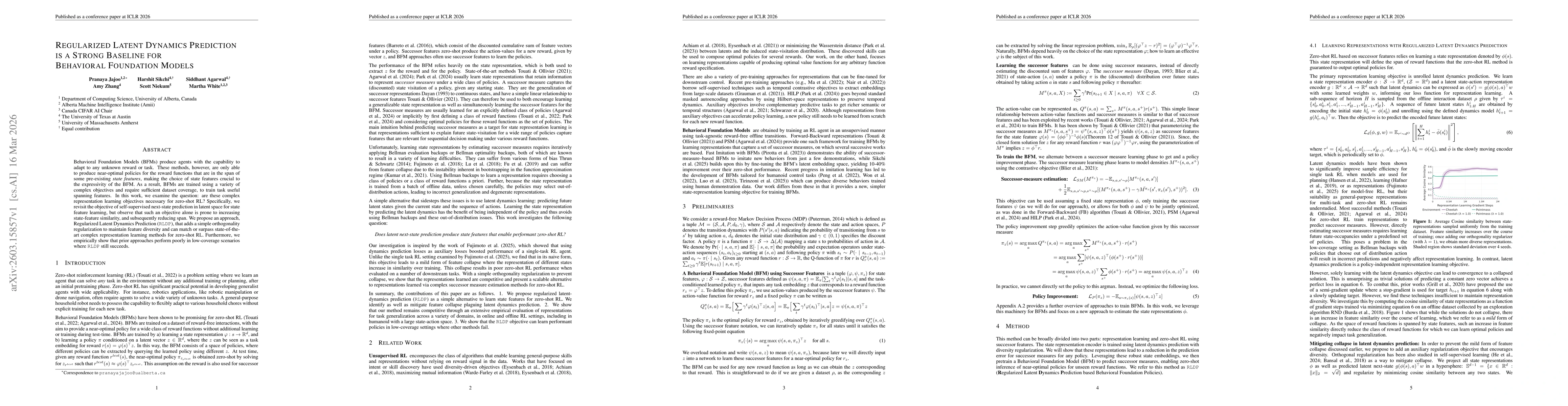 Thumbnail for Regularized Latent Dynamics Prediction is a Strong Baseline For Behavioral Foundation Models