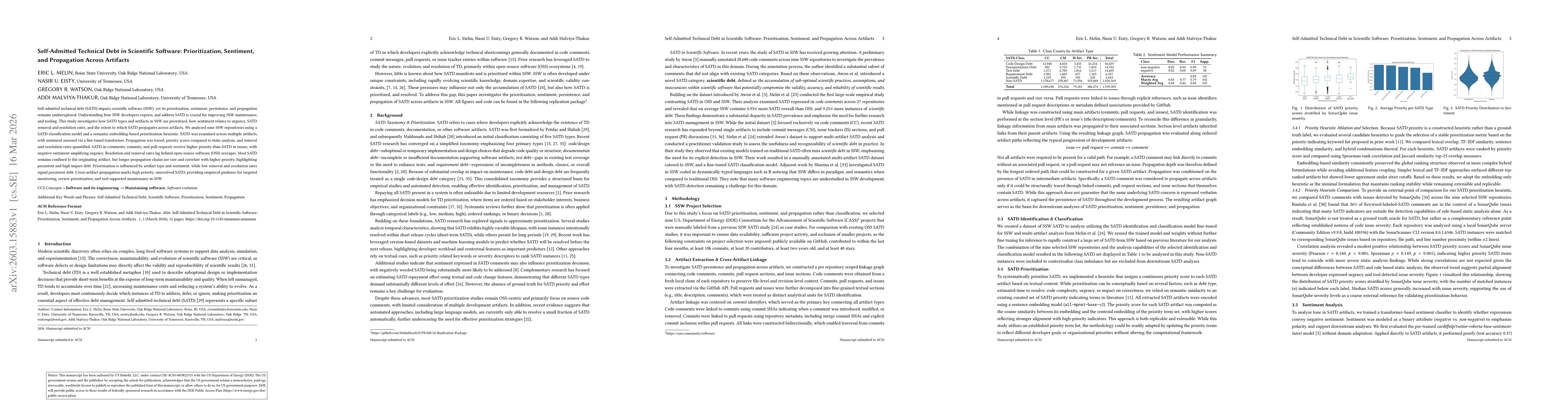 Thumbnail for Self-Admitted Technical Debt in Scientific Software: Prioritization, Sentiment, and Propagation Across Artifacts