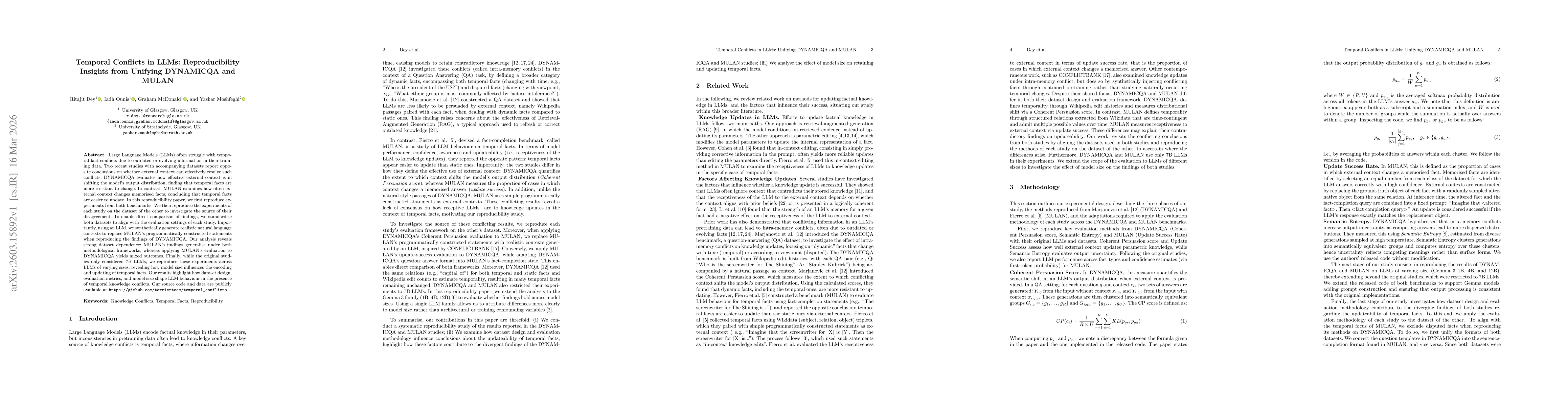 Thumbnail for Temporal Fact Conflicts in LLMs: Reproducibility Insights from Unifying DYNAMICQA and MULAN
