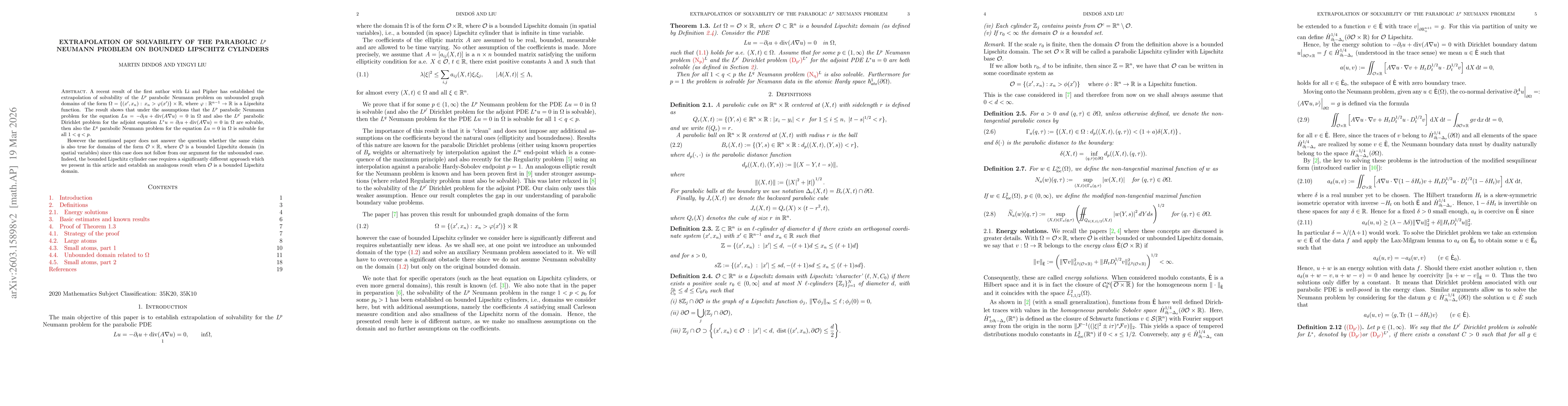 Thumbnail for Extrapolation of solvability of the parabolic $L^p$ Neumann problem on bounded Lipschitz cylinders