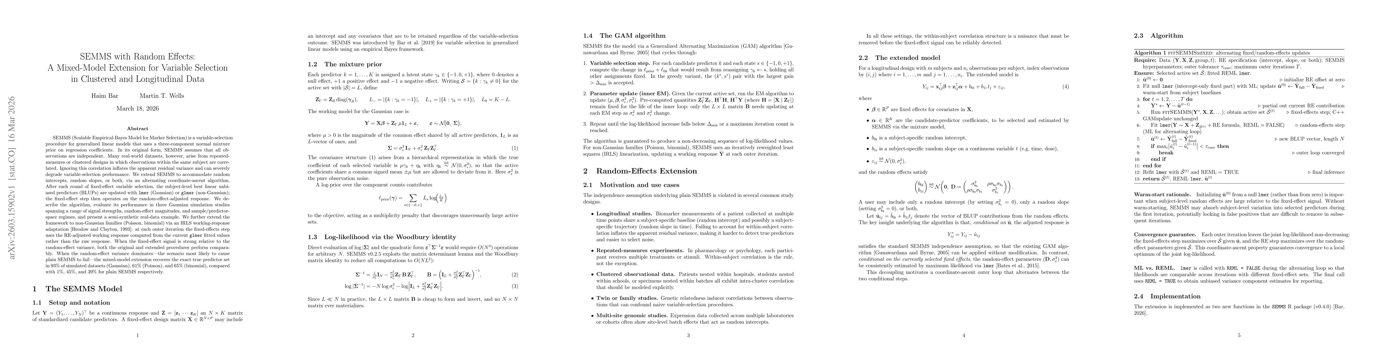 Thumbnail for SEMMS with Random Effects: A Mixed-Model Extension for Variable Selection in Clustered and Longitudinal Data