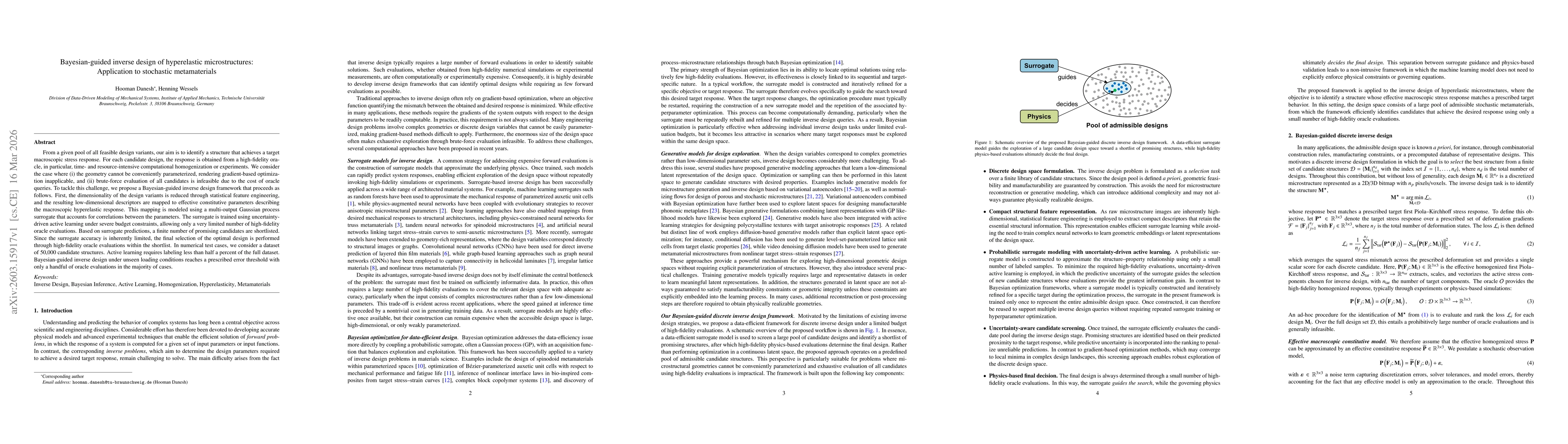 Thumbnail for Bayesian-guided inverse design of hyperelastic microstructures: Application to stochastic metamaterials