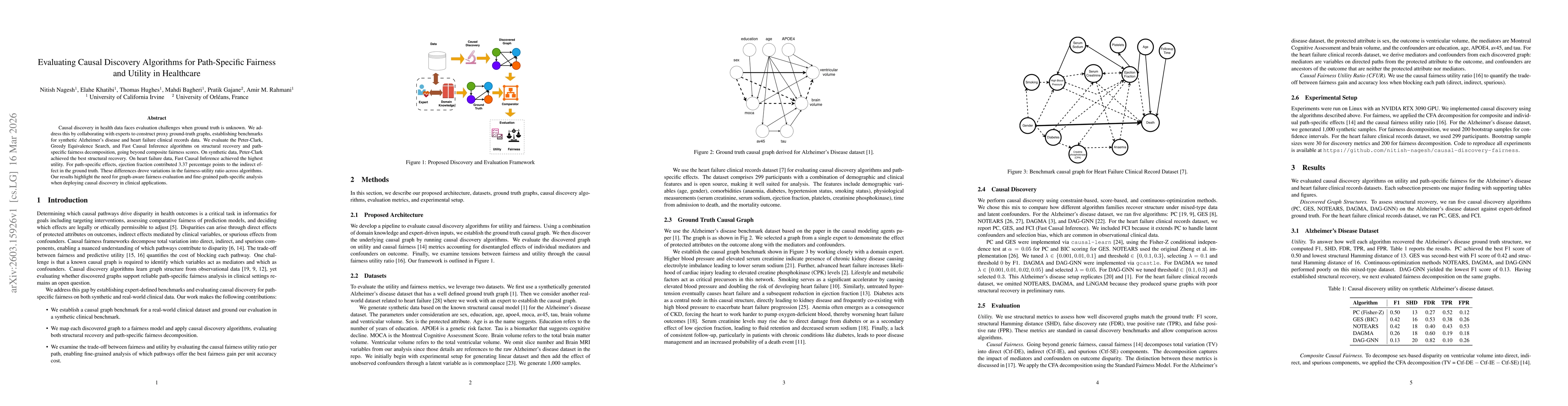 Thumbnail for Evaluating Causal Discovery Algorithms for Path-Specific Fairness and Utility in Healthcare