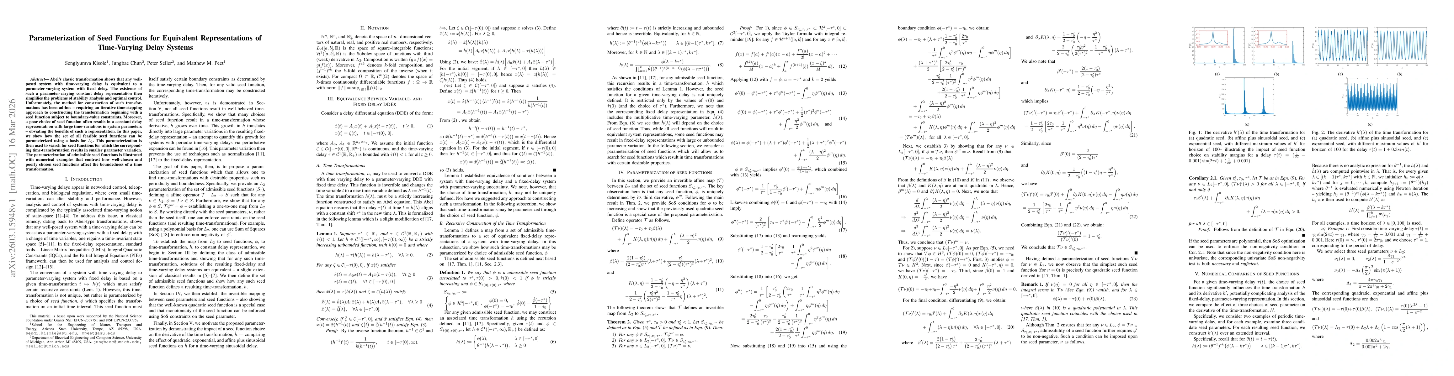 Thumbnail for Parameterization of Seed Functions for Equivalent Representations of Time-Varying Delay Systems