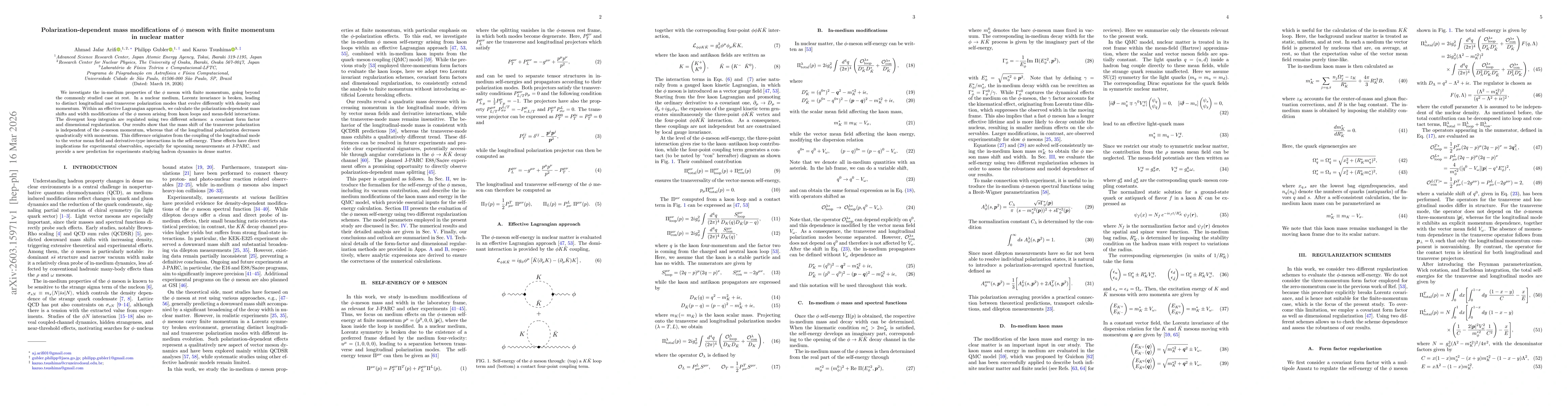 Thumbnail for Polarization-dependent mass modifications of $φ$ meson with finite momentum in nuclear matter