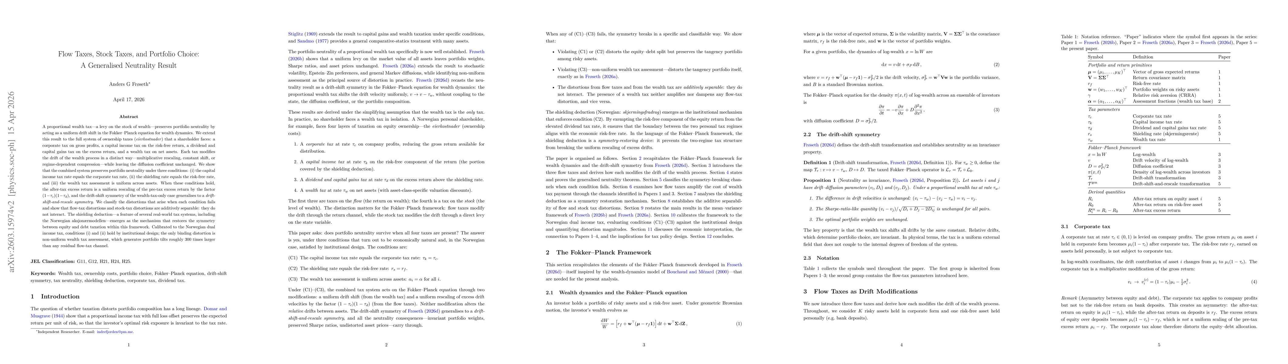 Thumbnail for Flow Taxes, Stock Taxes, and Portfolio Choice: A Generalised Neutrality Result