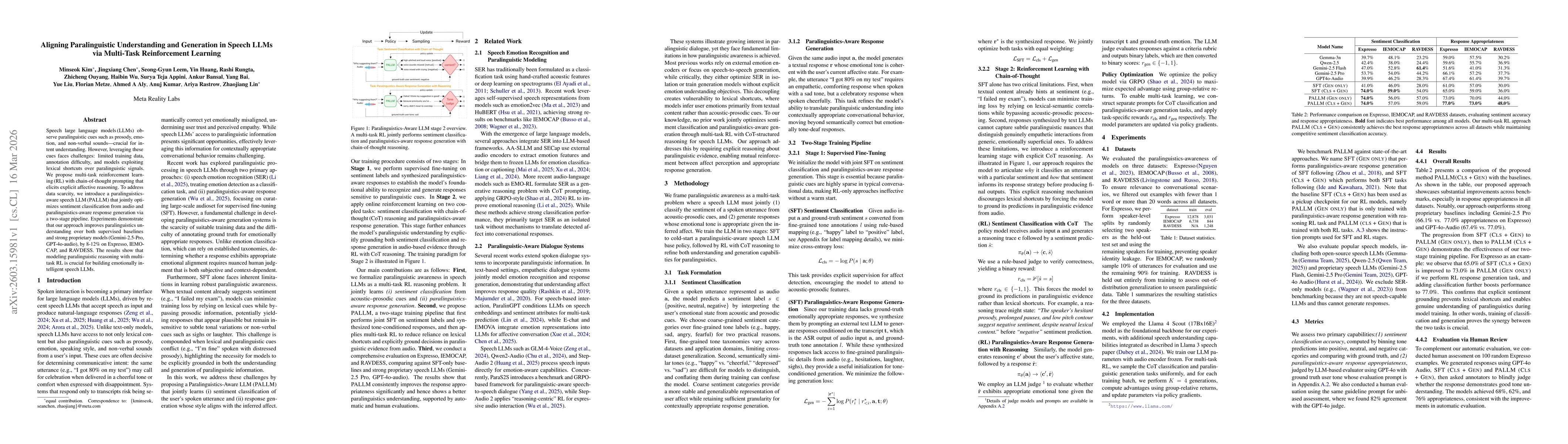 Thumbnail for Aligning Paralinguistic Understanding and Generation in Speech LLMs via Multi-Task Reinforcement Learning