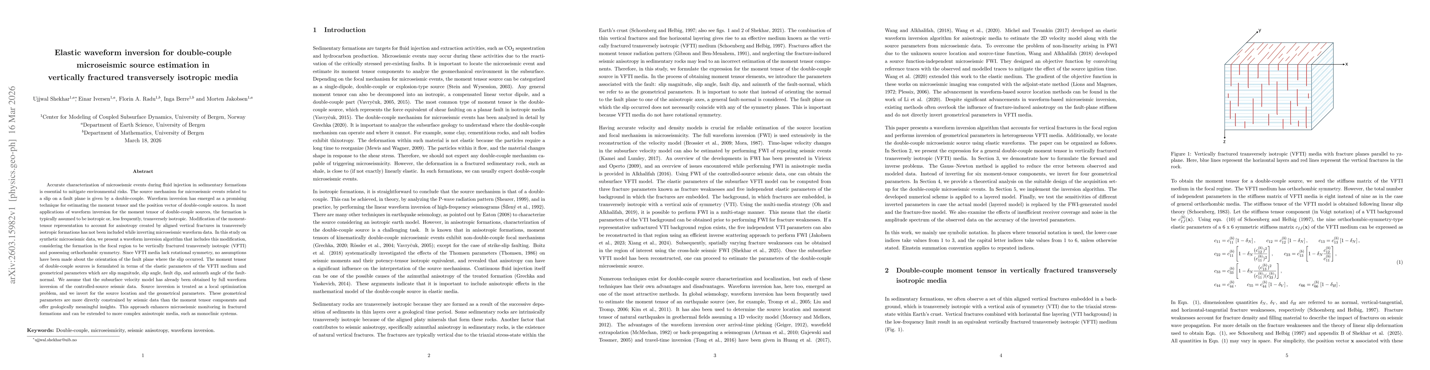 Thumbnail for Elastic waveform inversion for double-couple microseismic source estimation in vertically fractured transversely isotropic media