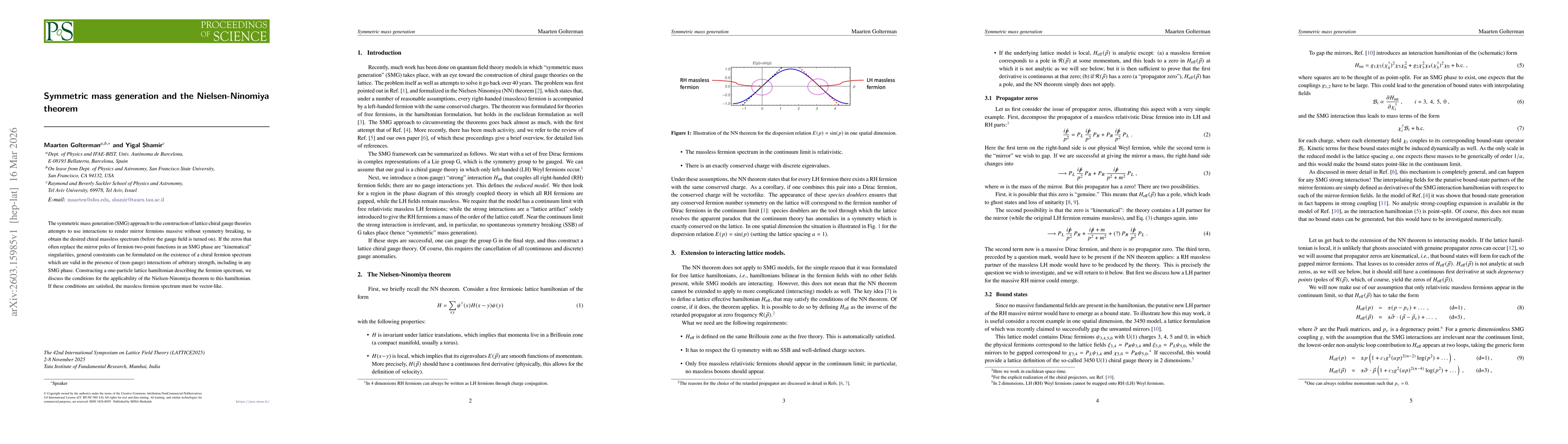 Thumbnail for Symmetric mass generation and the Nielsen-Ninomiya theorem