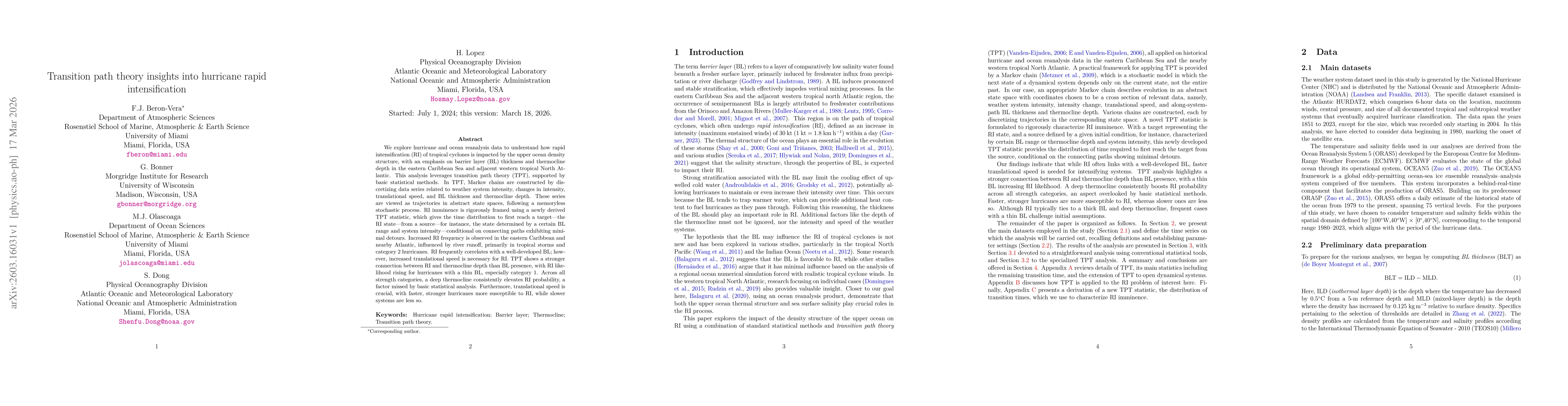 Thumbnail for Transition path theory insights into hurricane rapid intensification