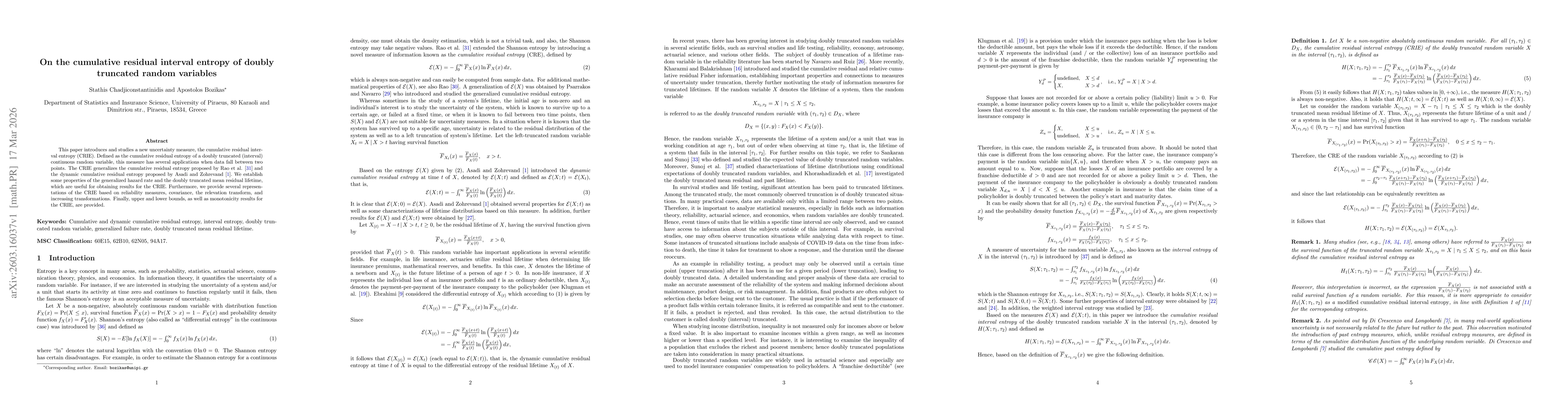 Thumbnail for On the cumulative residual interval entropy of doubly truncated random variables